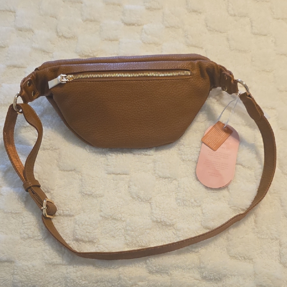 NWT Sedena Crossbody Belt Bag in Tan Pink Iterior One Size - Picture 5 of 8